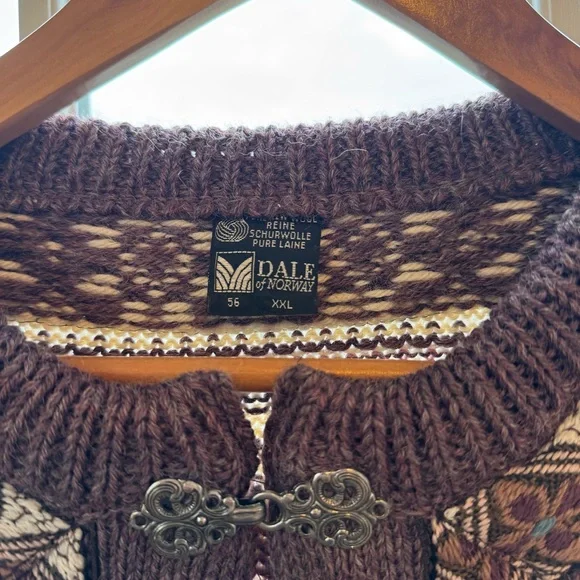 Dale of Norway Sweater Dale Classic Purple Fair Isle Cardigan Clasp Snow Winter - Picture 5 of 10